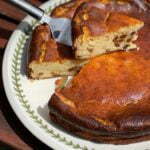A slice of basque cheesecake