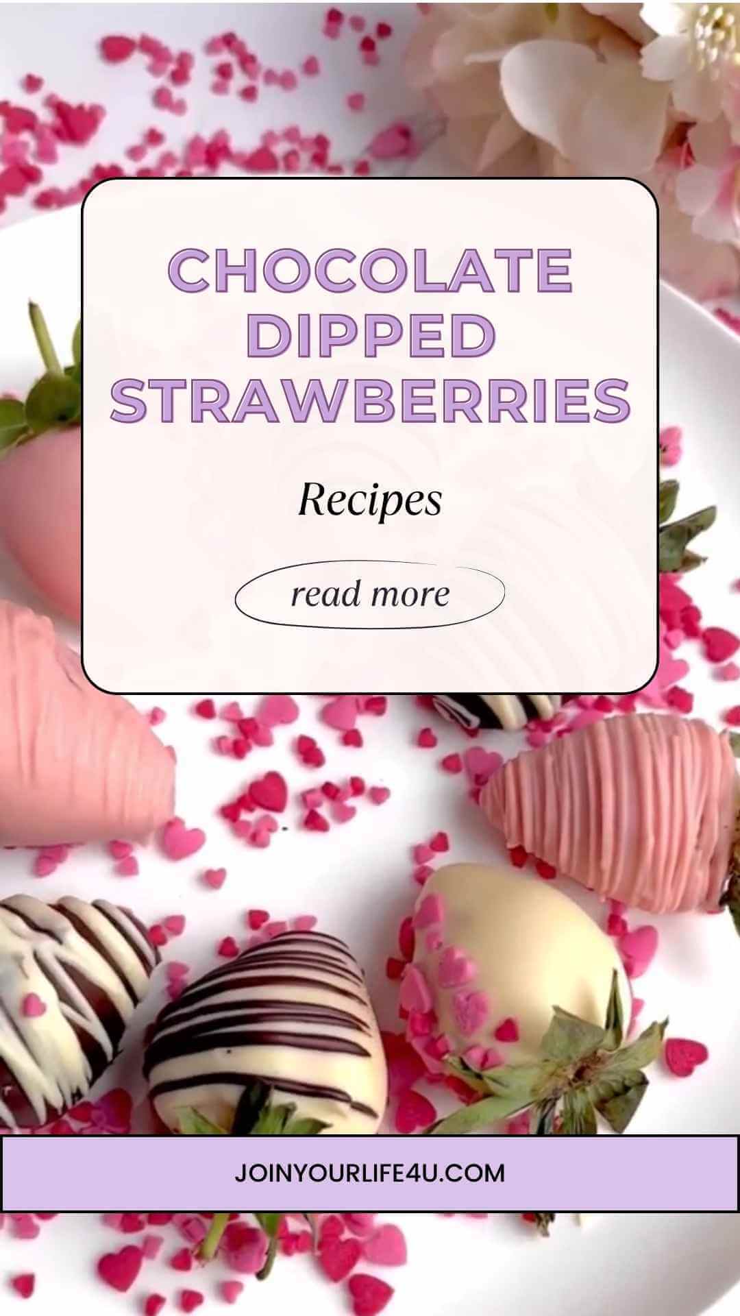 Colorful strawberries dipped in chocolate. Some are pink, red, or white, while others have dark chocolate. Each berry is decorated with striped chocolate designs, making them look delicious and pretty.