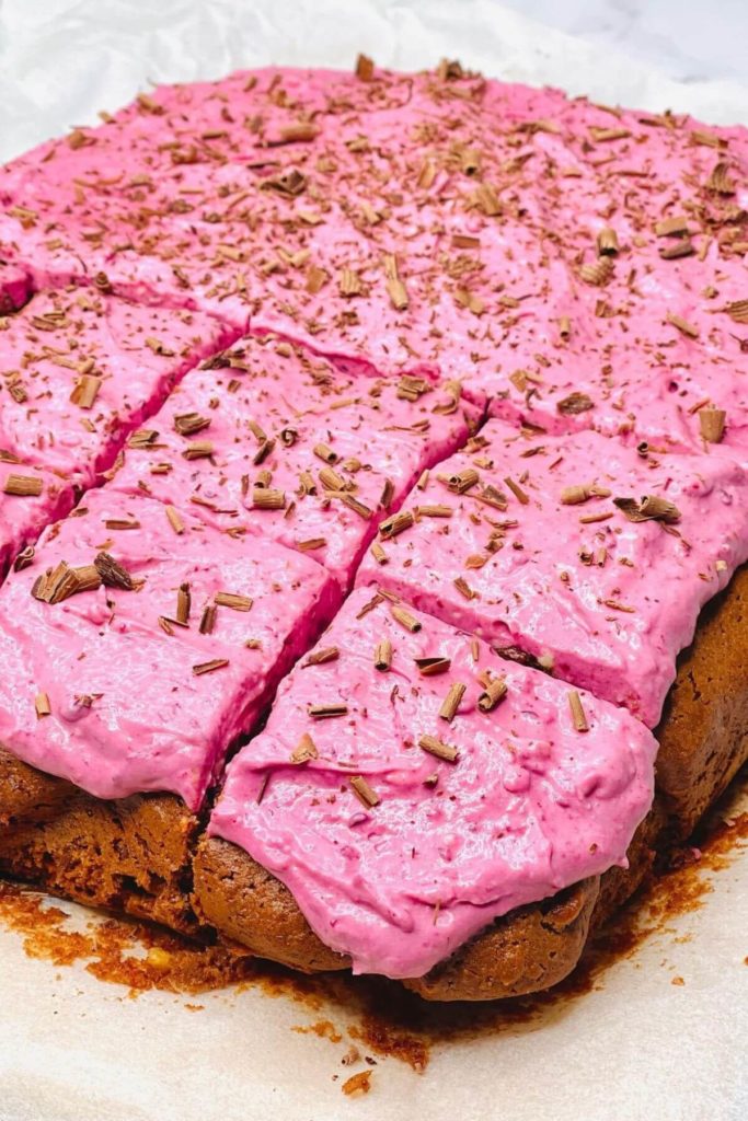 Brownies Topped with Pink Berry Cream