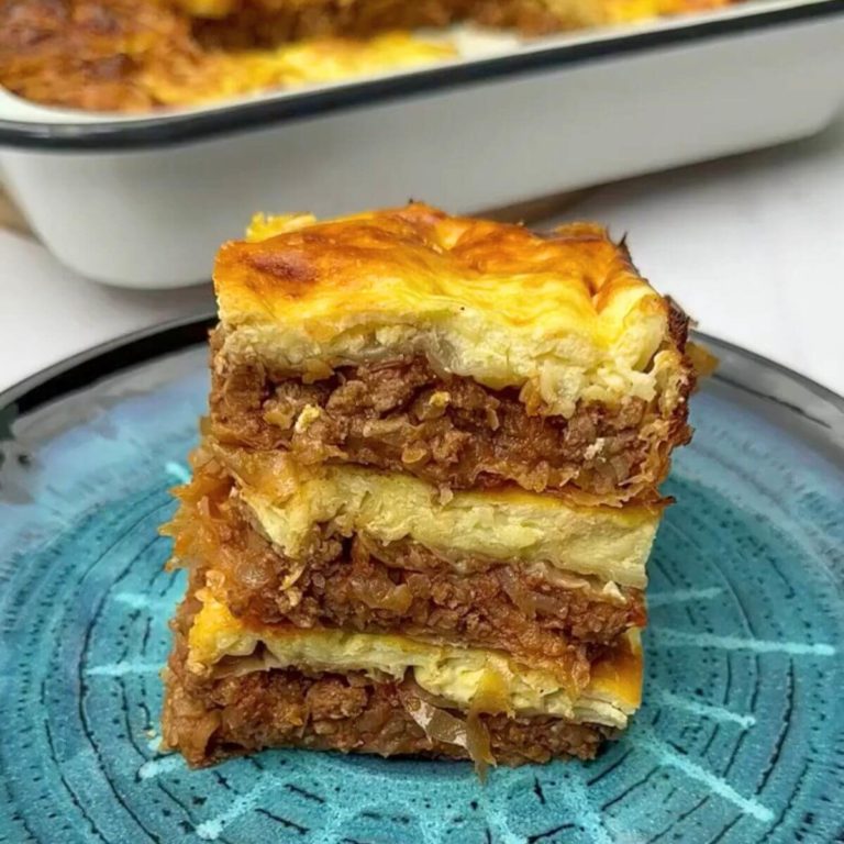 3 portions of Turkish Borek stacked on top of each other