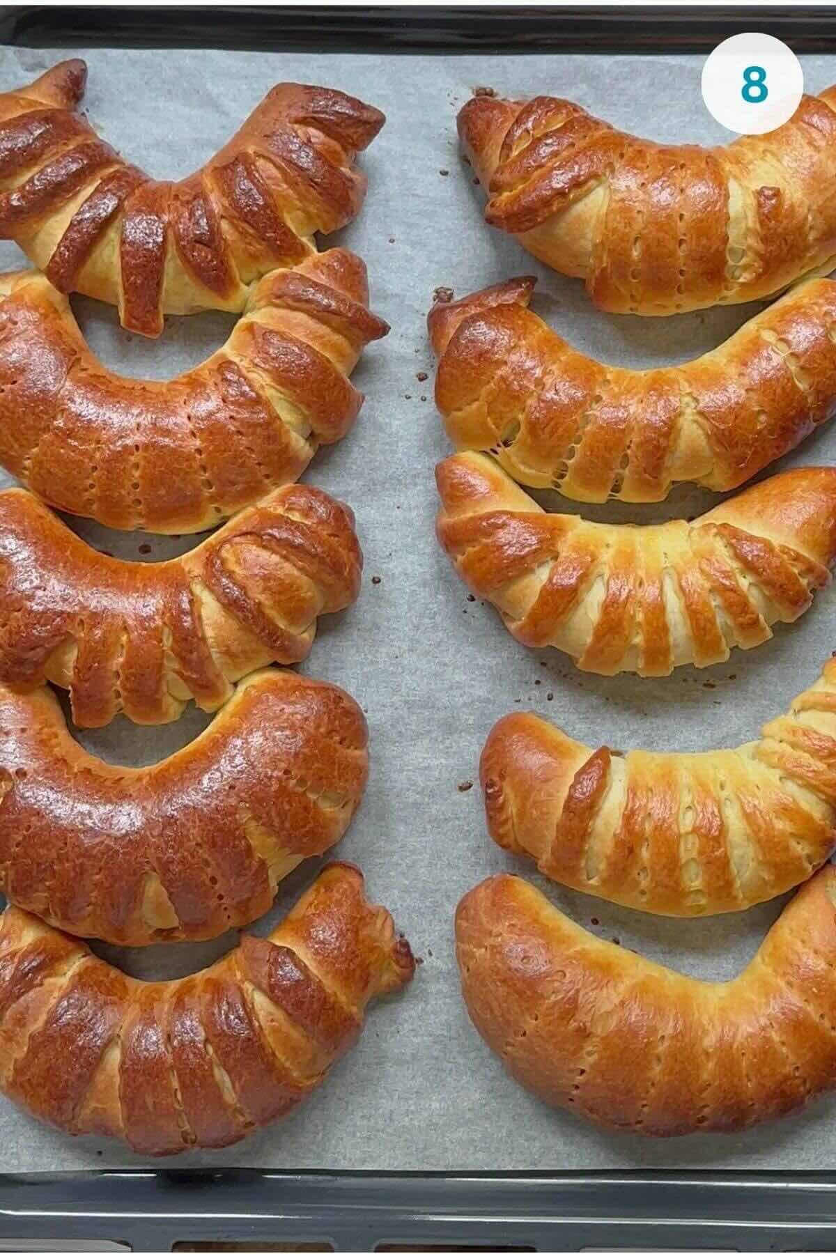 Baked rolls brushed with honey and warm water syrup, ready to serve warm.