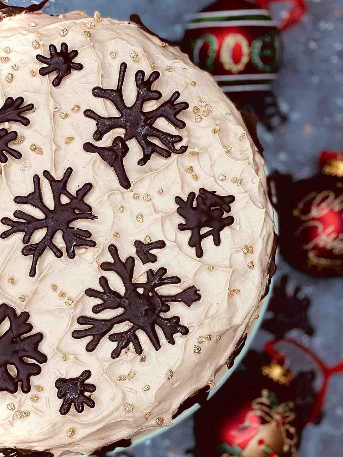 NUTELLA Swirl Upside-Down Apple Cake with Festive Snowflakes