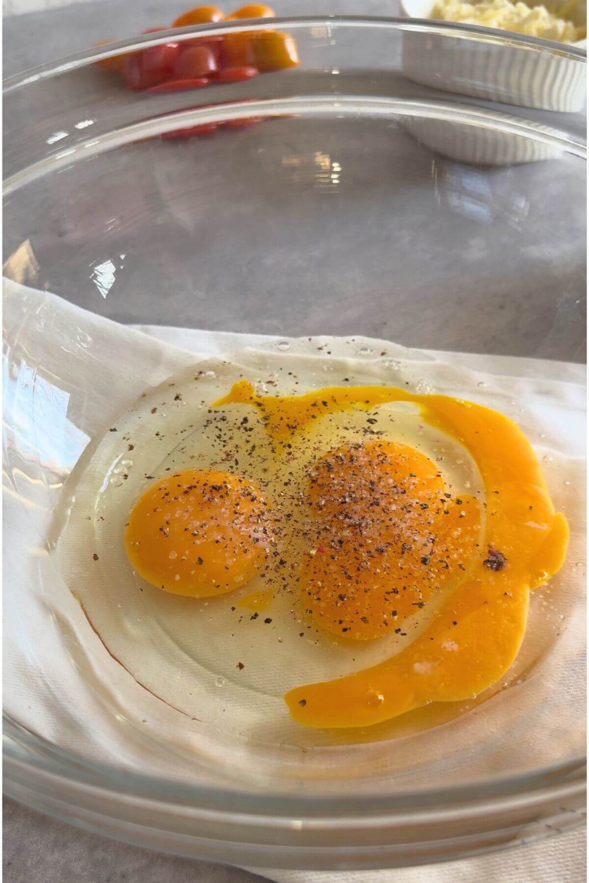 Cracking eggs for 5-ingredient courgette muffins.