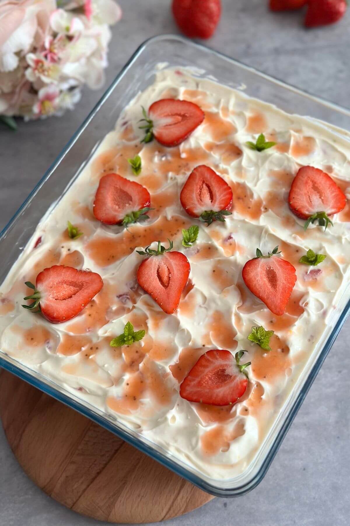 Strawberry Tiramisu No Alcohol (Eggless, No Coffee!)