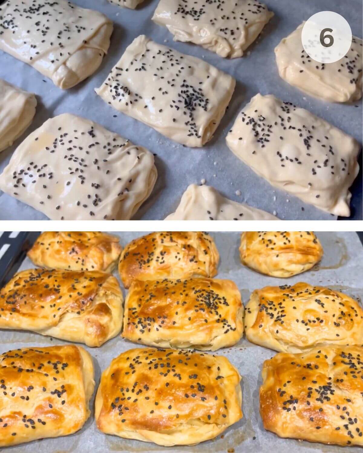 Baked pastries on a tray, golden and slightly crisp, cooling before serving.
