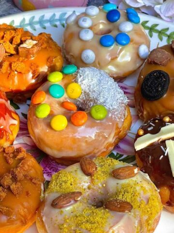 Krispy Kreme Style Donuts with Biscoff Ganache & Toppings Bar