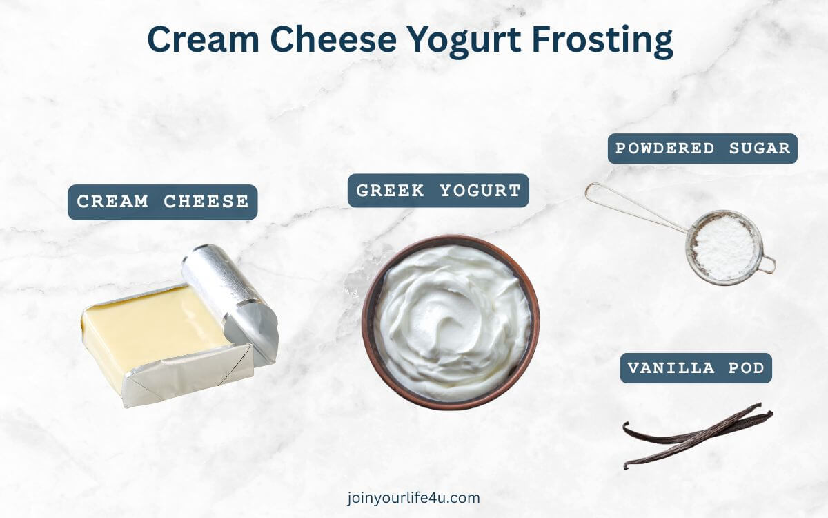Bowl of light and creamy greek yogurt cream cheese frosting, smooth and fluffy texture.