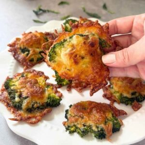 Crispy smashed broccoli florets topped with golden parmesan cheese.
